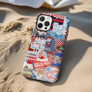 Game Day Collage Phone Case: Ole Miss Mississippi College Spirit iPhone 17 16 15 14 13 12 X 8 Pro Max Plus Air MagSafe Google Samsung Galaxy