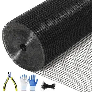 GARVEE Hardware Cloth 1/2 inch 48 x 100 ft 19 Gauge Chicken Wire Fence Galvanized Steel Mesh Rolled Fencing for Garden Supports Poultry Netting Cage Snake Fence Tree Guard, Black