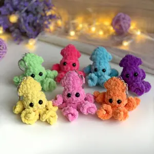 Mini Crochet Squid Keychain – Cute Amigurumi Ocean Animal Bag Charm