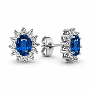 Halo Gem Earrings in Sapphire by AZ Essentials