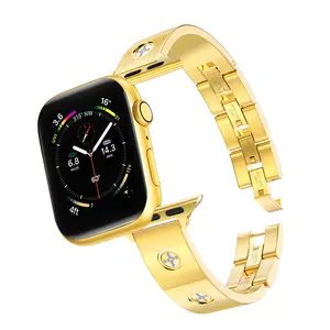 SKIMEMRY Gold Stainless Steel Apple Watch Bands Compatible with Apple Watch  38mm/40mm/41mm/42mm/44mm/45mm/46mm/49mm, Stainless Steel Women Luxury Bracelet Apple Watch Band Gold Iwatch Band for Series 10 9 8 7 6 5 4 3 2 1 Ultra SE Apple watch