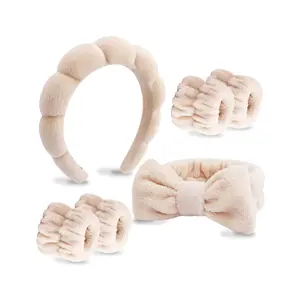 6-Pack Spa & Makeup Headbands – Soft Hair Bands for Face Washing, Skincare, Spa Treatments & Beauty Routines – Brown Bow Tie Hair Wraps for Women