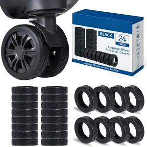 24 count Luggage Wheel Covers for Spinner Wheels,  Suitcase Wheel Protectors, Wear-Resistant & Anti-Noise, Fits 2-2.4 Inch Wheels (Black)