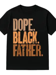 Dope Father Vintage Letter Print Short Sleeve T-Shirt, Loose Round Neck, Men's Daily Casual Commute Top, Comfortable and Stylish, Classic, Menswear, Casual Basic Tee, Casual Graphic Tee