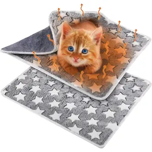 2 Pcs Large Self Warming Cat Pad Self Heating Cat Mat Bed Dog Crate Pet Blankets Thermal Heated Bed Mat for Outdoor Indoor Newborn Kittens Puppies Dog(Large Star,24 x 18)
