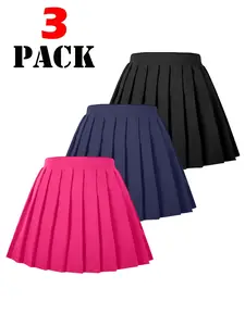 Girls High Waist Pleated Mini Skirt, Tennis Summer School Uniform Polyester for Ages 8-12 outfit