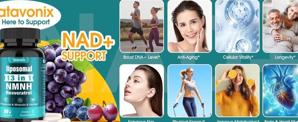 13 in 1 NMNH (Dihydronicotinamide Mononucleotide) 1000mg Per Serving, NMN Supplement Alternative with Liposomal NAD+ and Resveratrol, Non-GMO, Gluten-Free – for Anti-Aging, Energy, Focus – 90 Capsules