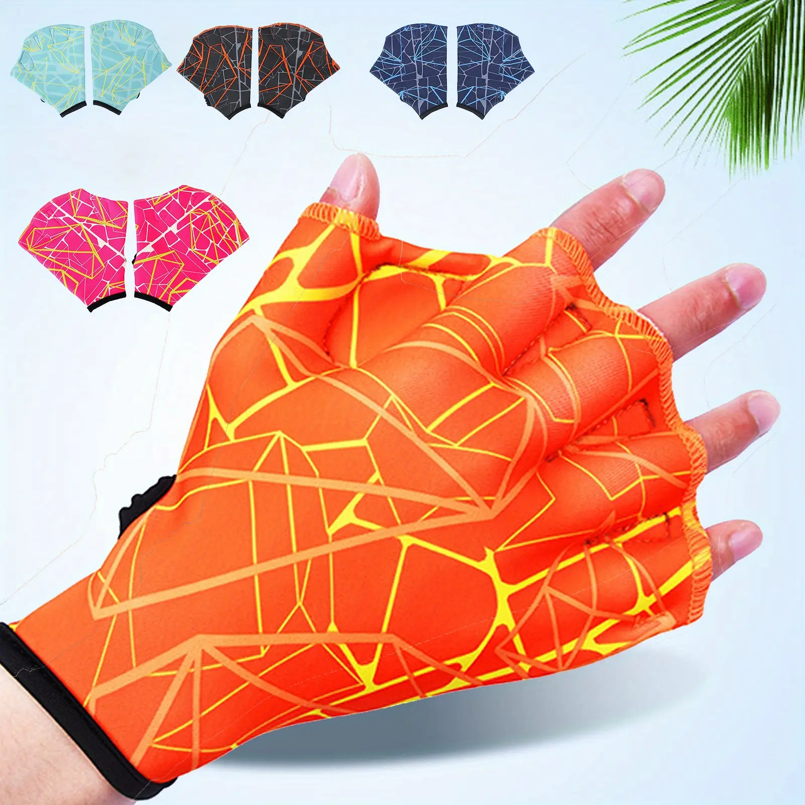 1 Pair Swimming Fin Gloves, Unisex Water Training Hand Paddles, Professional Swim Webbed Gloves, Lightweight Water Sports Training Equipment for Adults Men and Women Swimming Practice, Swimming Accessories