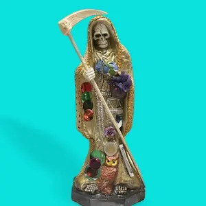 Santa Muerte statue gold 12 inches charged