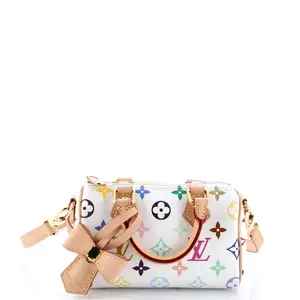 Pre-owned Louis Vuitton Canvas Coated Top Handle Bags x Takashi Murakami Speedy Bandouliere NM Bag Monogram Multicolor Nano by Rebag