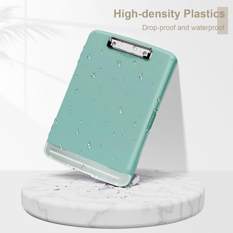 Clipboard with Storage, 8.5 x 11 Organization Box with Pen Holder and A4 Legal Paper Folder, Folio & Side-Opening, Low Profile Clip,for ,Teachers, Size 14 x 9.6 x 1.2 in, Teal
