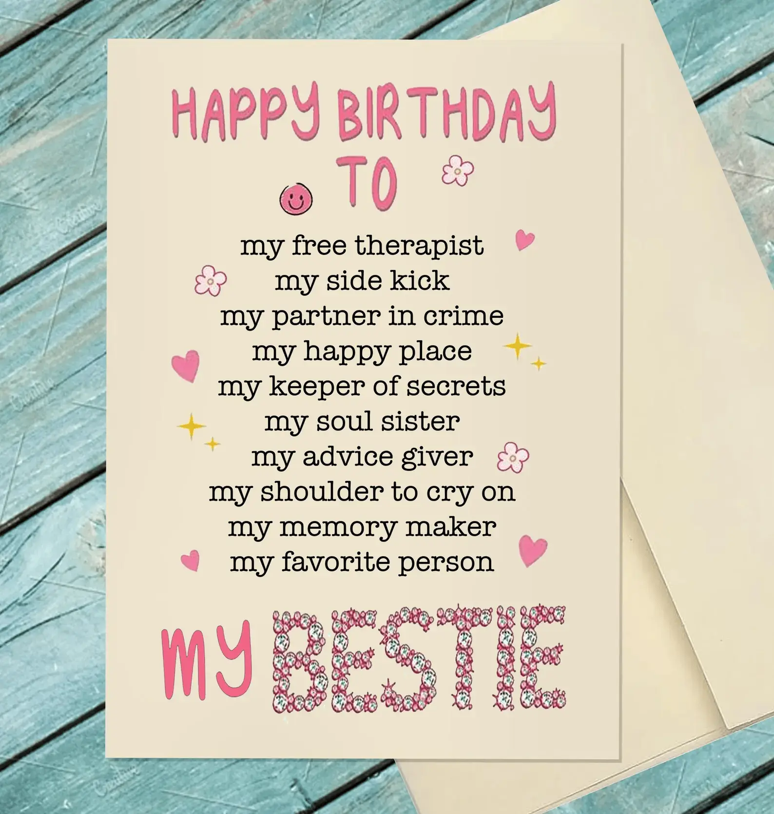 Best Friend Birthday Greeting Card / Happy Birthday Bestie / Best Friend, My Bestie, Bestie Birthday Card / Custom Option Card