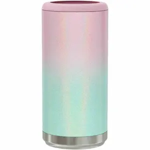 Mermaid Holographic Print - Slim Can Cooler - Stainless Steel Skinny Can Cooler for Slim Beer & Hard Seltzer | Stainless Steel - 12oz Sleeve, Double Wall Vacuum Insulated Drink Holder