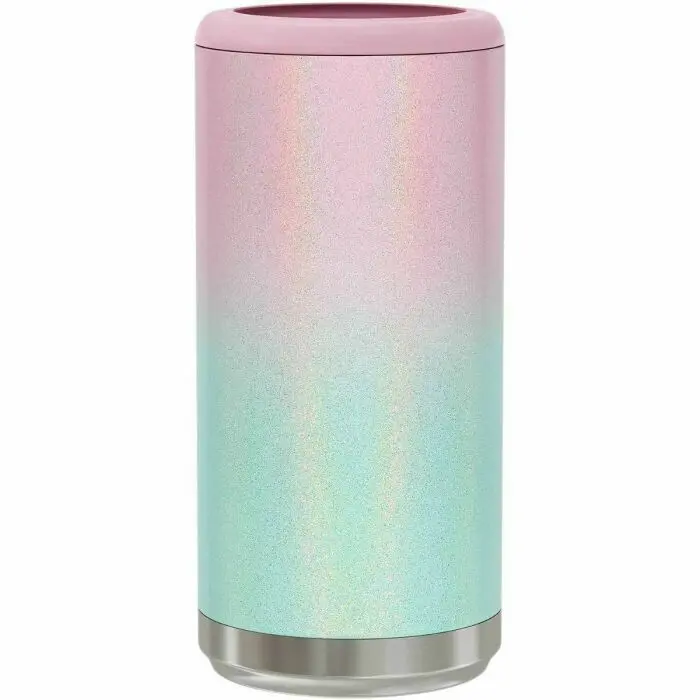 Mermaid Holographic Print - Slim Can Cooler - Stainless Steel Skinny Can Cooler for Slim Beer & Hard Seltzer | Stainless Steel - 12oz Sleeve, Double Wall Vacuum Insulated Drink Holder