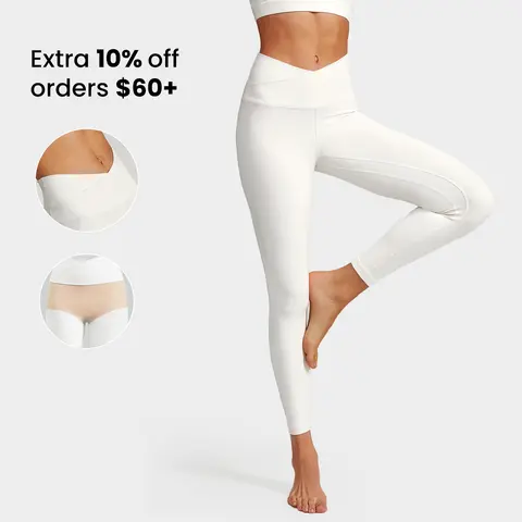GLOWMODE 24" FeatherFit Crossover Leggings With Built-In Underwear Light Support Low Impact Yoga Daily Gym