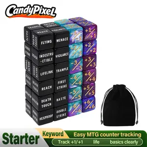 48 Pieces MTG Dice Counters Bulk Ability Keywords MTG Tokens Shield Life Counter 6 Sided Dice Set for Magic The Gathering,TCG,Cards Gaming Accessories Durable