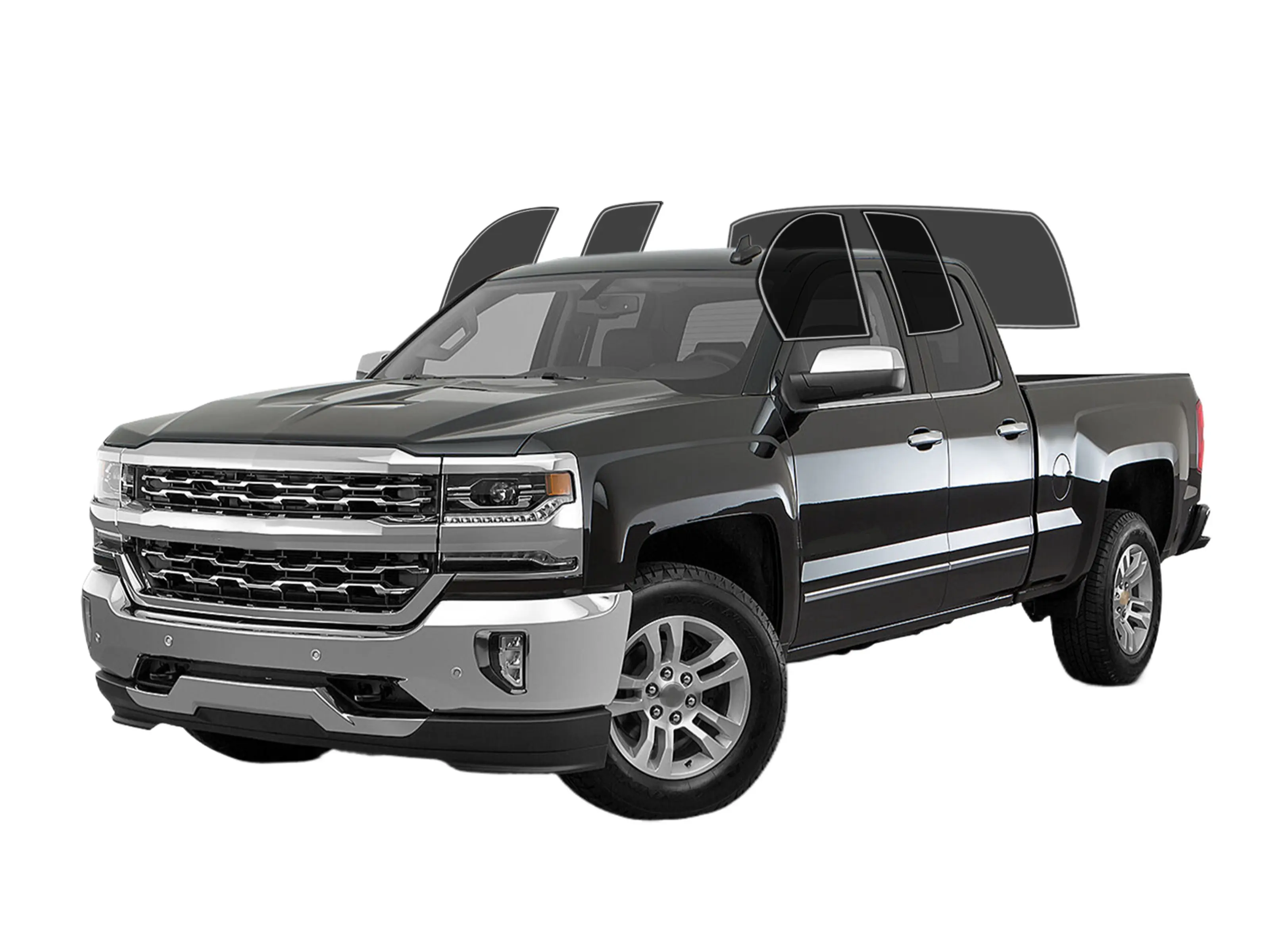 Precut 2Ply  Window Tint Film for Chevrolet Silverado 1500 Extended 2014-2018 Cars Sun Blocking Protection, Privacy, and Anti-Shatter Glass Film Any Tint Shade Kit