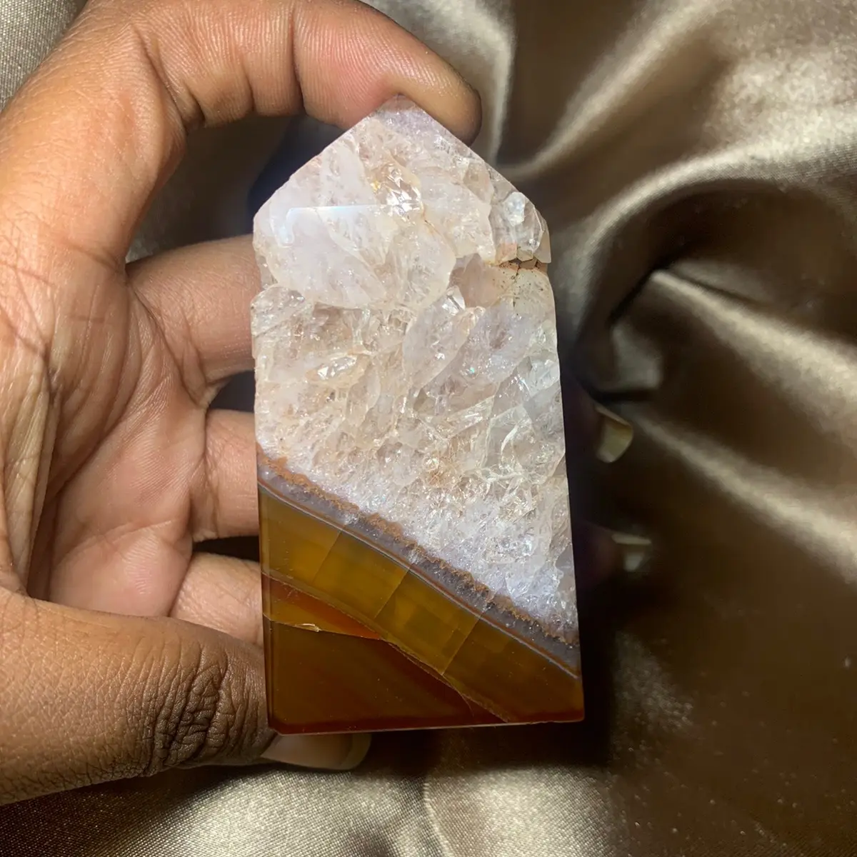 Natural Carnelian Druzy Crystal Tower