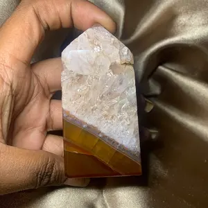 Natural Carnelian Druzy Crystal Tower