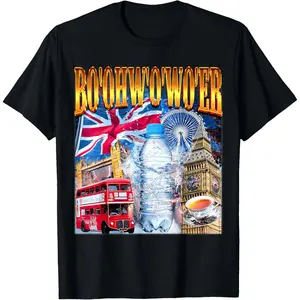 Men's Cotton Soft Round Neck T-Shirt - Funny British Accent Water Bottle Joke Meme Top graphic tees