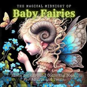 Magical Midnight Black Background Coloring Book: Baby Fairies with Wings, Horns, and Mystical Charm - A Fantasy Coloring Book for Adults Relaxation ... - Black Background Coloring Book for Adults), Paperback