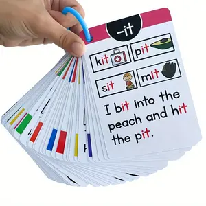 LACHILLY 64 I Can Read Phonetic Transcription Cards, Vocabulary Flashcards, CVC Vocabulary Learning Cards with Color Illustrations, Games, Memory Teaching Aids, Durable Paper Materials, English Teaching Materials, School Supplies, Word Cards