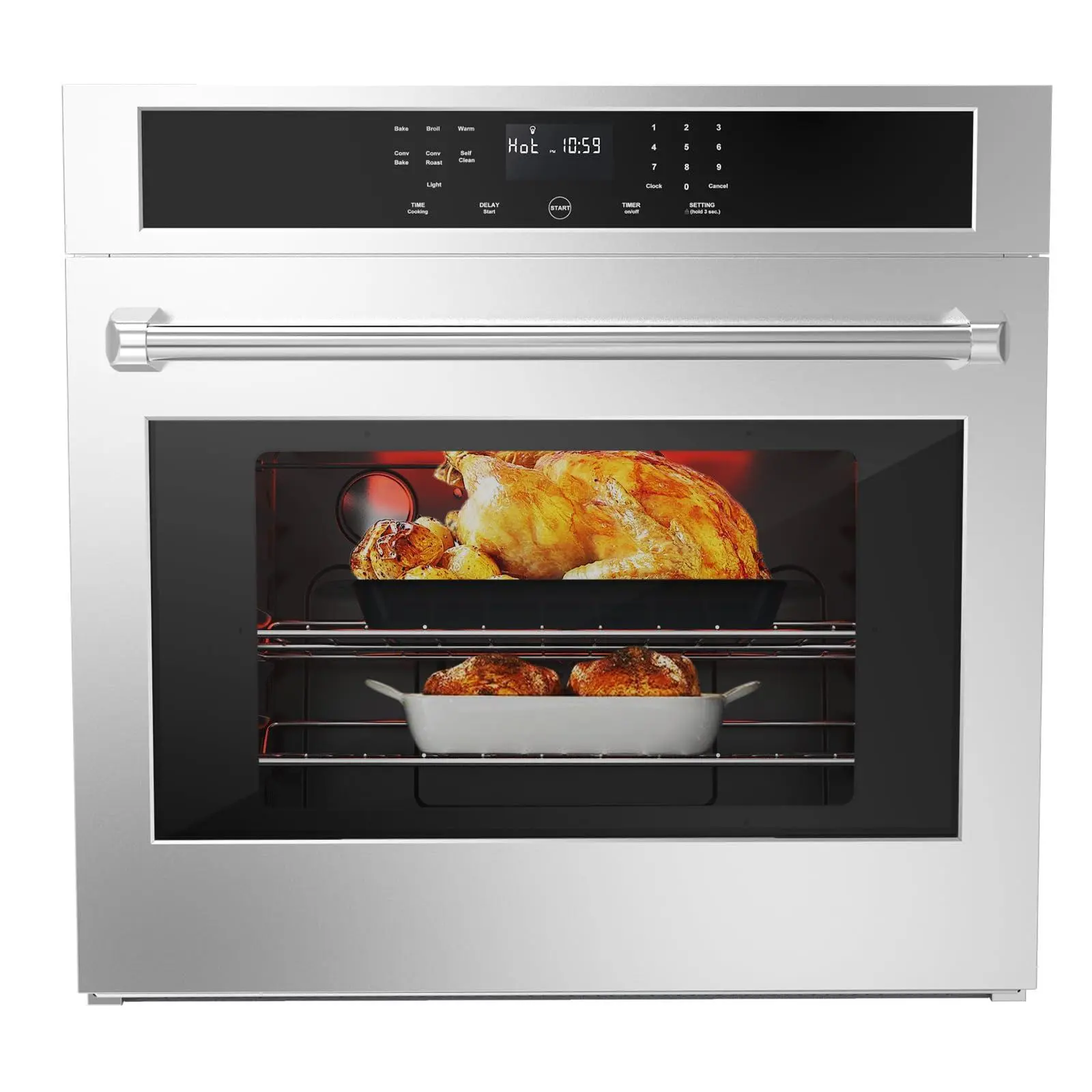 GARVEE 30 Inch Built-In Electric Single Wall Oven,4.8 Cu.ft Advanced Convection Cooking with Touch Glass Control,Self-Cleaning, Safety Lock,LED Display for Kitchen Cabinet,Sliver