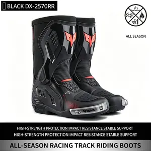 DuHan DX-2570RR Motorcycle Riding Boots for Riders — Impact-Resistant Professional Track Shoes, Racing Road Bike Footwear, Unisex, Suitable for All Seasons
