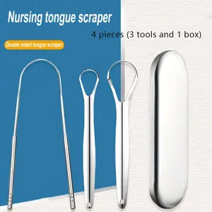 The oral care set includes 3 tongue coating cleaners, stainless steel tongue coating scrapers, portable tongue coating scrapers, oral odor cleaners and dental hygiene and health tongue scrapers.