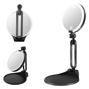 Magnifying Mirror with Light 30X/1X Double Sided Travel Makeup Mirror with 3 Colors Dimming Lighting Rechargeable 6inch Foldable 360° Angle Adjustable Decor，Valentine‘s Day&Mother's Day