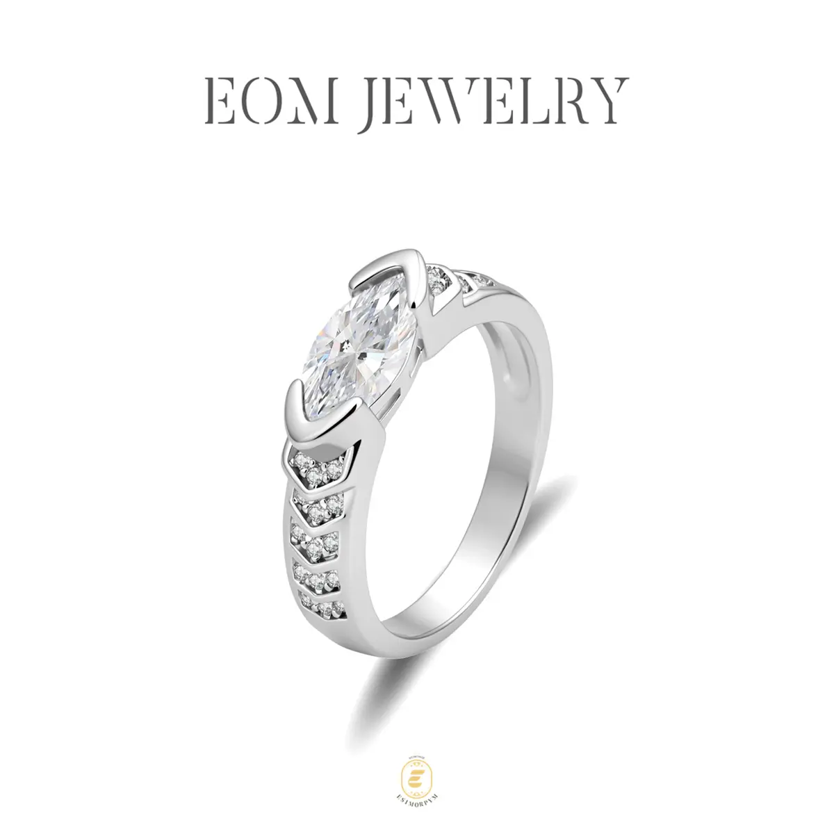 Moissanite 1ct Moonlit Wing Marquise Ring Silver-Plated Jewelry Wedding Engagement Anniversary Valentine's Day Birthday Gift Daily Wear
