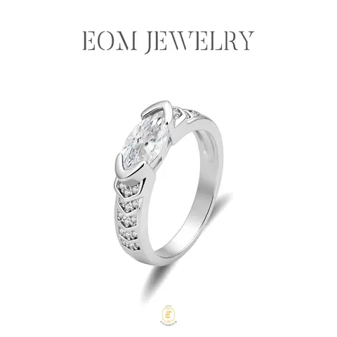 Moissanite 1ct Moonlit Wing Marquise Ring Silver-Plated Jewelry Wedding Engagement Anniversary Valentine's Day Birthday Gift Daily Wear