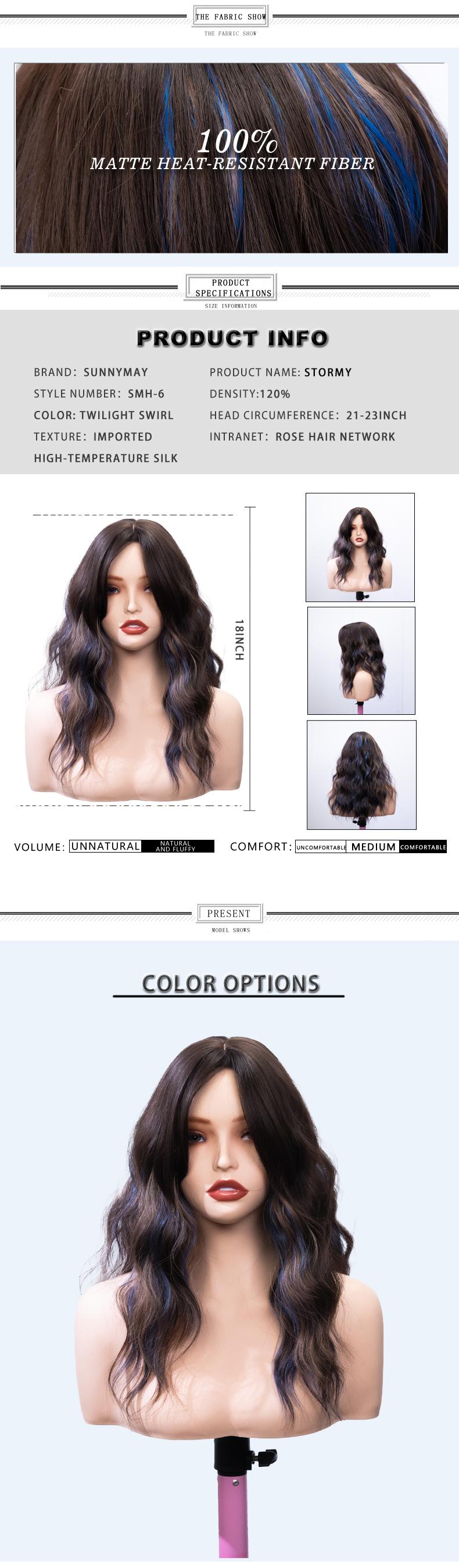 Stormy 18 Inches Mid-Length Water Wave Layered Synthetic Wig for Women Twilight Swirl 3.5X4.5 Hard Silky Top Natural Scalp  Wig Glueless Wig Deep Wave Headband Wig curly bang
