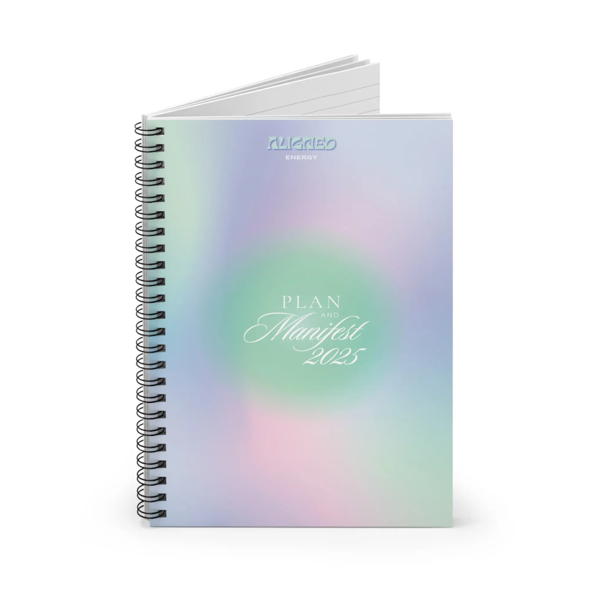 Plan and Manifest 2025 Spiral Notebook by Aligned Energy, Planner Journal, Law of Attraction, Spiritual Gifts, Law of Vibration, Ruled Line
