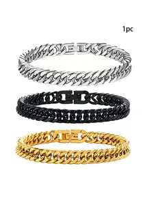 Minimalist Hip Hop Cuban Bracelet.,4-Sided Satin Finish & Double-Weave Design Bracelet, Durable Stainless Steel Unisex Jewelry, Gender Neutral Gift, Exquisite Bracelet