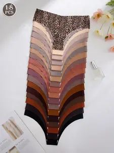 Women's Solid / Leopard Print Panty, Soft Comfy Breathable Pastel Seamless Knicker, Soft Comfy Brief for Daily Wear, Underwear for All Seasons, Thongs, Soft Panties, Soft Fit Panty, Seamless Breathable Design