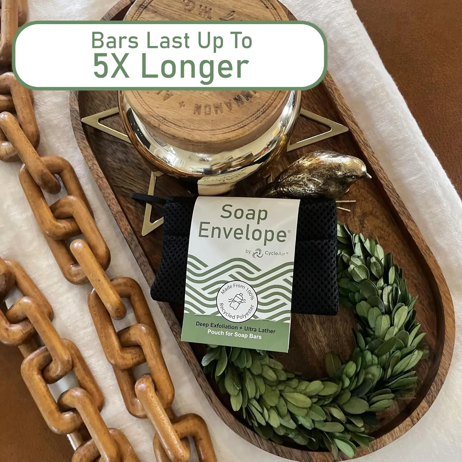 100% Recycled Soap Bag for Bar Soap, Loofah Bath Scrubber, Mesh Soap Saver Pouch, Gentle Exfoliation, Fits All Sizes, Machine Washable, Eco-Friendly Bath Accessory - Personal