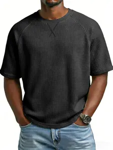 Men's Fashion Drop Shoulder Waffle Knit Shirt, Soft Casual Sportswear Top, Comfortable and Stylish Men's Clothing, Perfect for Daily Wear