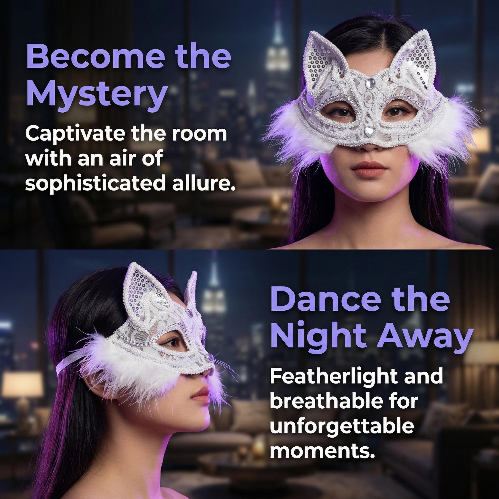 Lace Half Face Cat Mask, Sexy Masquerade Eye Mask with Beads Decoration, Venice Style Fox Animal Mask, Women's Fancy Dress Party Prop, Halloween Cosplay Costume Accessory, Carnival Ball Stage Show Prop Accurate Portable Vibrant flying balloon party hat