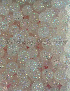 16mm Rhinestone Beads Clear Color Resin Loose Chunky Round Gumball Beads for Crafting Supplies