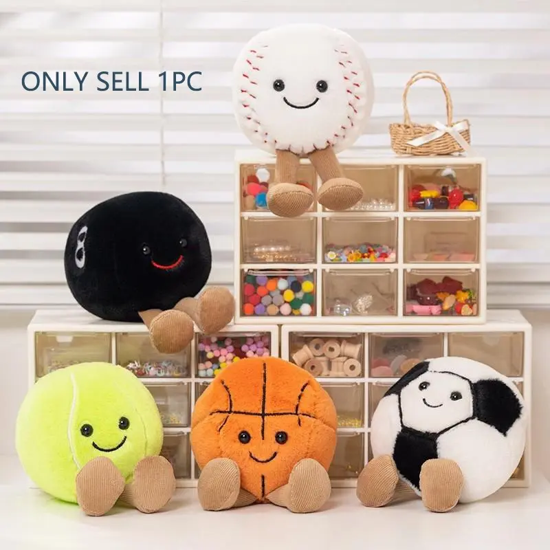 Fun Ball Plush Toy Soft Stuffed Collectible, Basketball Football Baseball Tennis Table Tennis, Fan Collection Decor, Desktop Ornament, Birthday Gift, Soft Cuddly Gift