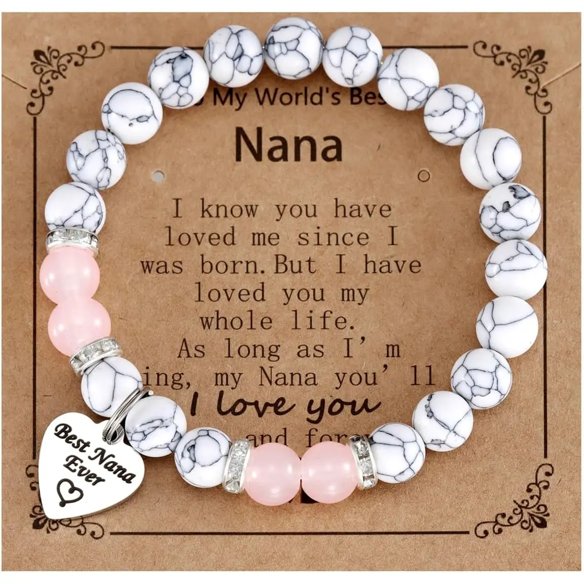 Gift for Nana from Grandson Grandkids Bride Grandmother Worlds Best Nana Ever Bracelet
