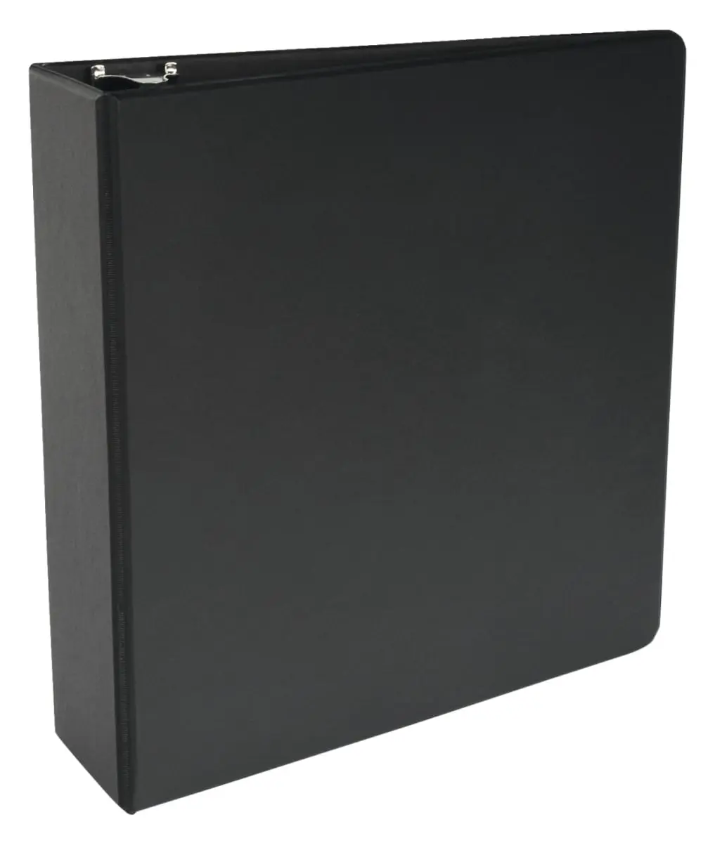 School Smart 2006457 Eco-Friendly 3-Inch Diameter Polypropylene D-Ring Binder, Black, 2 Deep Inner Pockets, 725 Sheet Capacity, Bent-Free Storage