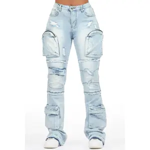 Toniesha Light Wash Stacked Flare Jean