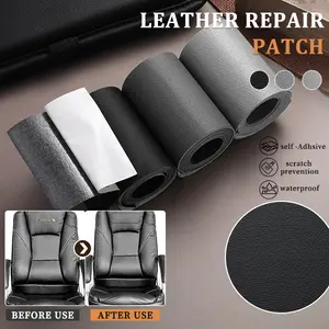 Self-Adhesive Leather Repair Patch, 17*79 / 3*60 Inch Cuttable Leatherette Waterproof Upholstery Fabric Sticker for Sofa, Car Seat, Chair, Couch, Furniture, DIY Leather Home Repair for Cracks, Peeling, Scratches, Smooth, Durable, Long-Lasting