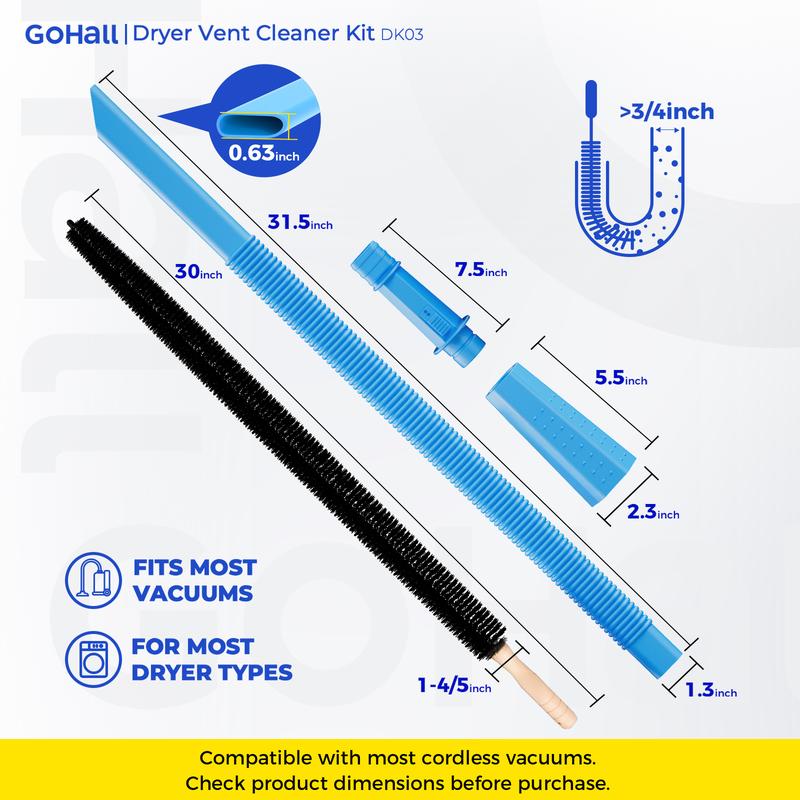 Dryer Vent Cleaner Kit 2 Pieces Compatible with Most Vacuum Cleaners Lint Brush & Hose Attachment with Stretch Universal Connector Quick Lint Remover for Deep Cleaning Machine