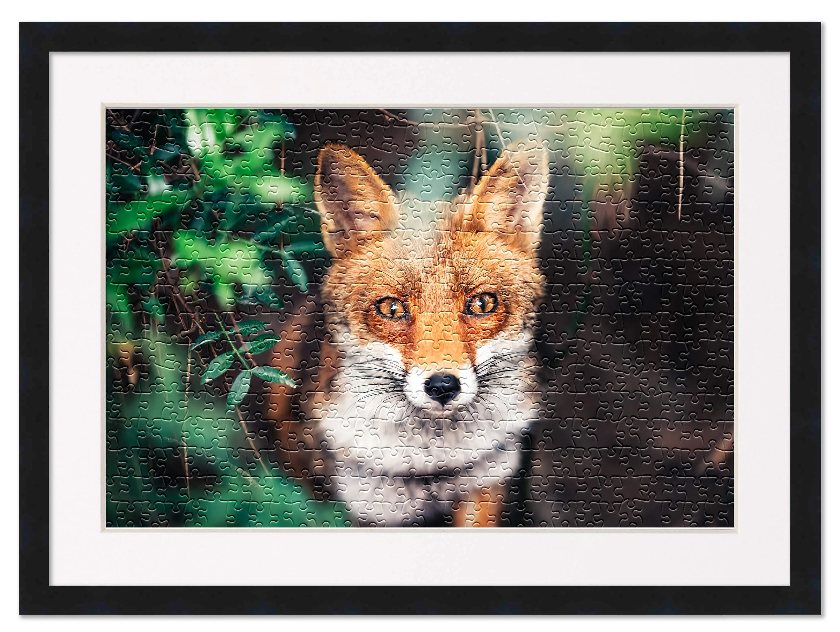 20x30 Jigsaw Puzzle Frame Kit - Kit Includes Puzzle Glue Sheets, Black Wood Puzzle Frame with White Mat, UV Acrylic, Backing,, Hanging Hardware