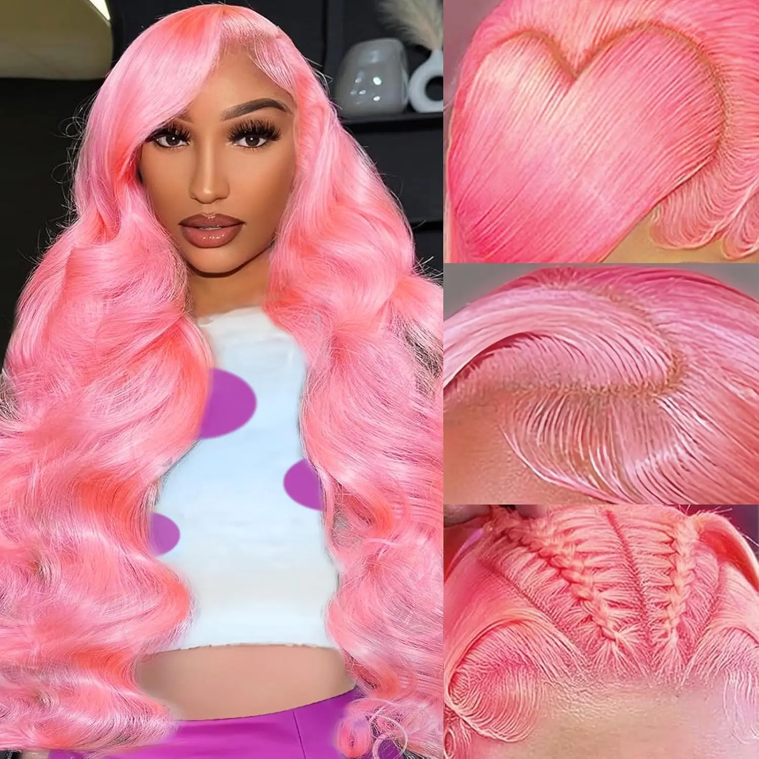 13x4 Full Frontal Lace Wig Human Hair 200% Density 20 Inch Body Wave 200% density Loose Wave 13x4 Lace Front Wig 100% Human Hair  main image 2