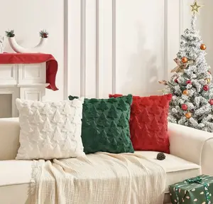 Festive Christmas Throw Pillow Cover Solid Color Design for Living Room Bedroom Sofa Machine Washable Holiday Decorative Pillowcase Home Decorators
