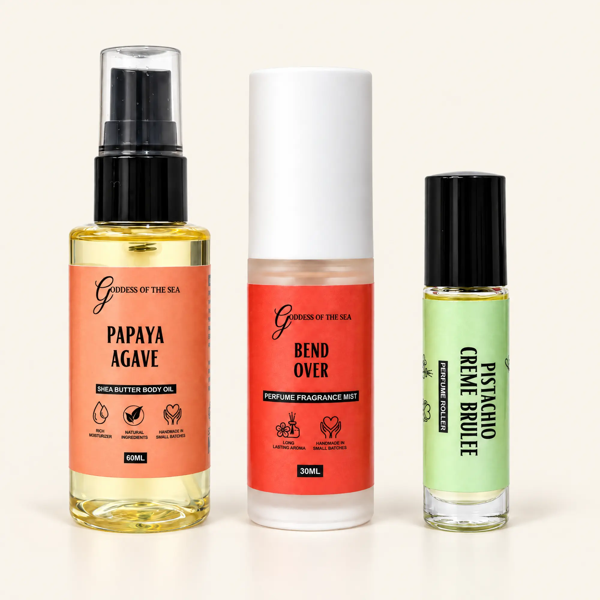 Travel Layering Trio Discovery Bundle - Shea Butter Body Oil, Perfume Fragrance Mist & Perfume Roller, Scent Layering , Body Care & Long-Lasting Fragrance Routine